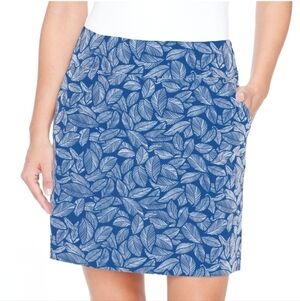 S.C.& Co. Pull On Skort Blue Stretch Skirt Women's Size XS Leaf Print Tropical
